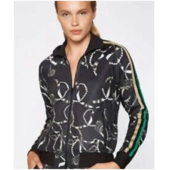PAM & GELA Micro-scuba Track Zip Up Jacket in Black/Gold/Green Womens Medium - Picture 1 of 14